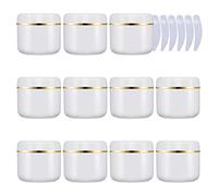 LusDoly Pack of 24, 150 g Empty White Plastic Cosmetic Jars with Gold Edge, 150ml Container pot for Lotions Cream Ointments Travel Makeup Beauty Storage