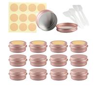 LusDoly Pack of 30, 10ml Rose Gold Empty Round Aluminium Tins Cosmetics Container Pots with Screw Lids for Lip Balm, Lotion, Cream, Masks, Mini Candles, Cosmetics