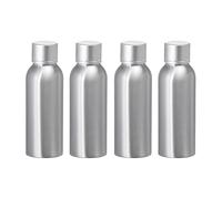 LusDoly Pack of 4, Empty 100ml Refillable Aluminum Bottles with Silver Screw on Lids Containers for Cosmetic Alcohol Makeup Lotion Travel
