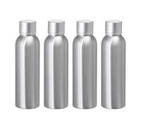 LusDoly Pack of 4, Empty 120ml Refillable Aluminum Bottles with Silver Screw on Lids Containers for Cosmetic Alcohol Makeup Lotion Travel