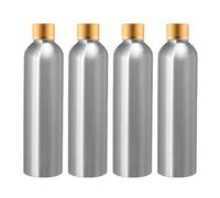 LusDoly Pack of 4, Empty 250ml Refillable Aluminum Bottles with Gold Screw on Lids Containers for Cosmetic Alcohol Makeup Lotion Travel