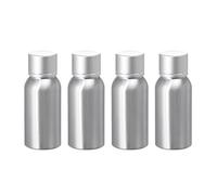 LusDoly Pack of 4, Empty 50ml Refillable Aluminum Bottles with Silver Screw on Lids Containers for Cosmetic Alcohol Makeup Lotion Travel