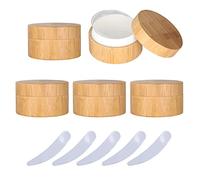 LusDoly Pack of 5, 50ml Bamboo Cosmetic Jars with Screw Lid Pots for Cream Gel Lip Balm Salve Cosmetic Storage Containers Travel Homemade