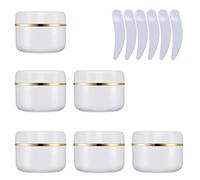 LusDoly Pack of 6, 20 g Empty White Plastic Cosmetic Jars with Gold Edge, 20ml Container pot for Lotions Cream Ointments Travel Makeup Beauty Storage