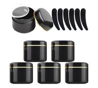 LusDoly Pack of 6, 50 g Empty Black Plastic Cosmetic Jars with Gold Edge, 50ml Container pot for Lotions Cream Ointments Travel Makeup Beauty Storage