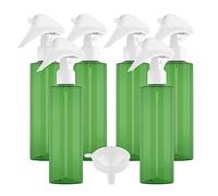 LusDoly Pack of 6, Empty Green 250ml Plastic Fine Mist Atomiser Bottles with Trigger Sprayer Empty Water Spray Bottles for Water Cosmetic Containers Travel