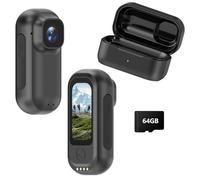 Lusduvi A300 Mini Body Camera | 2K Thumb Size Wearable Cam, Built-in 64GB Micro SD, 1.47" LCD, 2.5H Recording with Charging Case, Hands-Free POV for Travel/Cycling/Work/Pets (Black)
