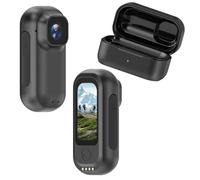 Lusduvi Mini Body Camera A300, 2K Thumb-Sized Wearable Action Cam, 1.47" LCD, 1800mAh Charging Case, Hands-Free Loop Recording for Helmet, Pet Walking, Work & Travel, (No Card, Black)