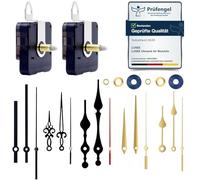 Lusee 2 Pack Clock Mechanisms Battery Powered, Long and Short Shaft Quartz Mechanism with 5 Pairs Aluminium Clock Hands, Motor Movement Replacement DIY Kits, Gold