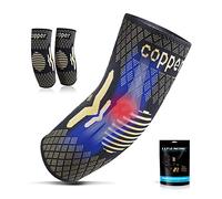 Lusenone Copper Elbow Support for Men/Women - 2 Pack Tennis elbow Brace Compression Sleeves Support for Tennis Elbow, Golfers Elbow, Tendonitis, Weightlifting, Gym, Arthritis, Pain Relief, M