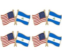 LUSEOAN USA and Nicaragua Crossed Double Flag Lapel Pins Small Mini Nicaraguan National Friendship Pin Badge, 4PCS
