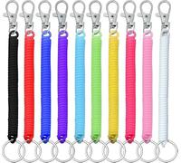 LuSeren 10 Pcs Retractable Keychain, Retractable Spring Coil Keychain with Metal Lobster Clasp Theftproof Anti-lost Stretch Cord Safety Key Ring with Metal Lobster Clas for Keys Wallet Cellphone