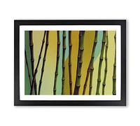 Lush Abstract Bamboo Forest Framed Print | A4 Black Framed Wall Art | Ready to Hang | Abstract Landscape Picture | Living Room Bedroom Lounge Office