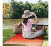 Lush Ambience Outdoor Rug Clearance - Waterproof, Reversible, Crease Free, Washable, Fade Resistant - Recycled Plastic Medium Rugs for Patio, Porch, Deck, Balcony, Farmhouse - Murat Orange 5X8 ft