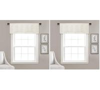 Lush Decor, 18" x 52" Cream Scalloped Texture Valance Valance Sheet Window Kitchen (Pack of 2)