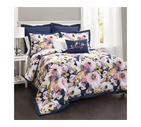 Lush Decor 7 Piece Comforter Set, Polyester, Blue and Pink, Full Queen