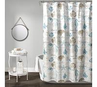 Lush Decor 72" W x 72" L Blue & Taupe Sea Life Shower Curtain, Coastal Bathroom Decor