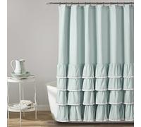 Lush Decor, 72" x 72", Blue Ella Lace Ruffle Shower Curtain