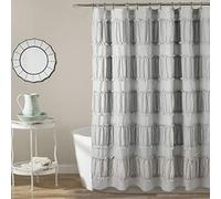 Lush Decor, 72" x 72", Gray Nova Ruffle Shower Curtain