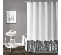 Lush Decor, 72" x 72", Silver & White Mermaid Sequins Shower Curtain