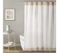 Lush Decor Adelyn Pom Shower Curtain, 72" x 72", Neutral