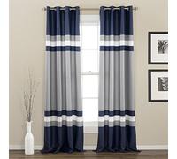 Lush Decor Alexander Curtain Panel, 84 x 52, Navy