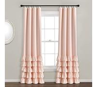 Lush Decor Allison Ruffle 100% Lined Blackout Window Curtain Panel (Single Panel), 84" L x 40" W, Blush