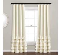 Lush Decor Allison Ruffle 100% Lined Blackout Window Curtain Panel (Single Panel), 84" L x 40" W, Ivory