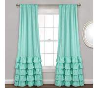 Lush Decor Allison Ruffle Window Curtain Panel Pair, 84" x 40", Aqua