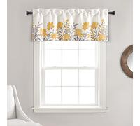 Lush Decor Aprile Light Filtering Window Curtain Valance, 18" L x 52" W, Yellow & Gray