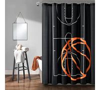Lush Decor Basketball Game Shower Curtain, 72" x 72", Black & Orange