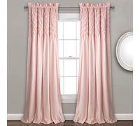Lush Decor Bayview Curtains-Pintuck Textured Semi Sheer Window Panel Drapes Set for Living, Dining, Bedroom (Pair), 54" W x 84" L, Blush