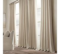 Lush Decor Belgian Flax Prewashed Linen Rich Cotton Blend Window Curtain Panel (Single Panel), 96" L x 50" W, Linen