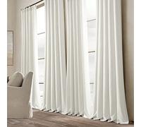 Lush Decor Belgian Flax Prewashed Linen Rich Cotton Blend Window Curtain Panel (Single Panel), 96" L x 50" W, White