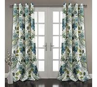 Lush Decor, Blue Floral Paisley Room Darkening Window Curtain Panel Pair, 95" x 52"