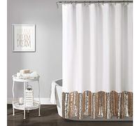 Lush Decor, Blush & White Mermaid Sequins Shower Curtain, 72" x 72"