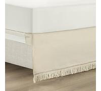 Lush Decor Boho Fringe 15-Inch Tailored Drop Easy Fit Bedskirt, King, Neutral