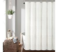 Lush Decor Boho Kendra Tufted Yarn Dyed Eco-Friendly Recycled Cotton Shower Curtain, 72" x 72", White