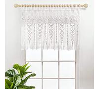 Lush Decor Boho Macrame Textured Cotton Valance/Kitchen Curtain/Wall Decor, 30" L x 40" W, White