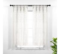 Lush Decor Boho Macrame Textured Cotton Window Curtain Panel - Single Panel, 40" W x 63" L, White - Room Divider - Wedding Or Wall Decor - Boho Macrame Curtain