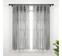 Lush Decor Boho Macrame Textured Cotton Window Curtain/Room Divider/Doorway/Wall Decor, 63" L x 40" W, Gray