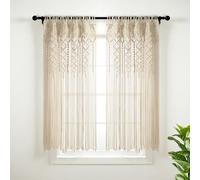 Lush Decor Boho Macrame Textured Cotton Window Curtain/Room Divider/Doorway/Wall Decor, 63" L x 40" W, Neutral