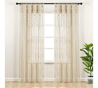 Lush Decor Boho Macrame Textured Cotton Window Curtain/Room Divider/Doorway/Wall Decor, 95" L x 40" W, Neutral