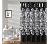Lush Decor Boho Medallion Shower Curtain, 72" x 72", Black