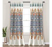 Lush Decor Boho Medallion Window Curtain Panel Pair, 52" W x 84" L, Turquoise & Tangerine