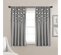 Lush Decor Boho Pom Pom Tassel Linen Window Curtain Panel (Single Panel), 63" L x 52" W, Dark Gray