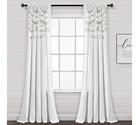 Lush Decor Boho Pom Tassel Linen Window Curtain (Single Panel), 84 in x 52 in (L x W), Off White