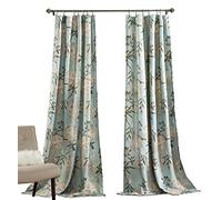 Lush Decor Botanical Garden Curtains Floral Bird Print Light Filtering Window Panel Drapes Set for Living, Dining, Bedroom (Pair), Blue, 52" W x 95L