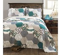 Lush Decor Briley 3 Piece Quilt Set, Turquoise, King
