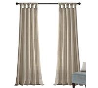 Lush Decor Burlap Knotted Tab-Top Window Curtain Panel Pair, 45" W x 95" L, Dark Linen